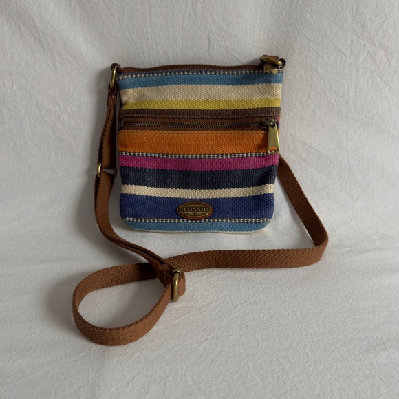 FOSSIL Vintage Y2K 2000s Striped Knit Shoulder Bag Crossbody Purse - Picture 5 of 5